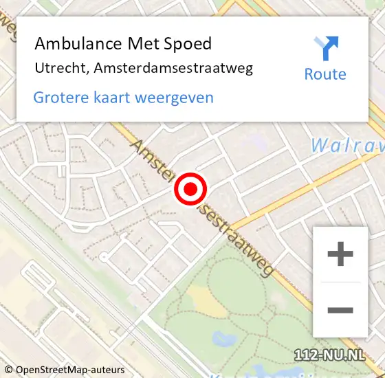 Locatie op kaart van de 112 melding: Ambulance Met Spoed Naar Utrecht, Amsterdamsestraatweg op 20 april 2018 21:10