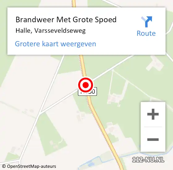 Locatie op kaart van de 112 melding: Brandweer Met Grote Spoed Naar Halle, Varsseveldseweg op 20 april 2018 21:11