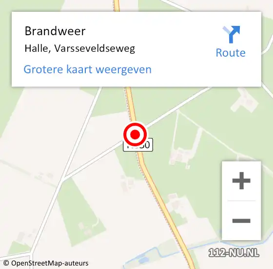 Locatie op kaart van de 112 melding: Brandweer Halle, Varsseveldseweg op 20 april 2018 21:16