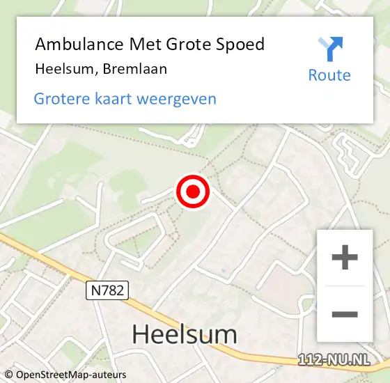 Locatie op kaart van de 112 melding: Ambulance Met Grote Spoed Naar Heelsum, Bremlaan op 20 april 2018 21:42