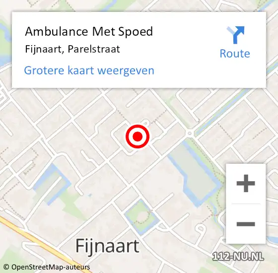 Locatie op kaart van de 112 melding: Ambulance Met Spoed Naar Fijnaart, Parelstraat op 21 april 2018 00:24