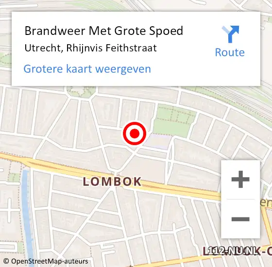 Locatie op kaart van de 112 melding: Brandweer Met Grote Spoed Naar Utrecht, Rhijnvis Feithstraat op 21 april 2018 01:00