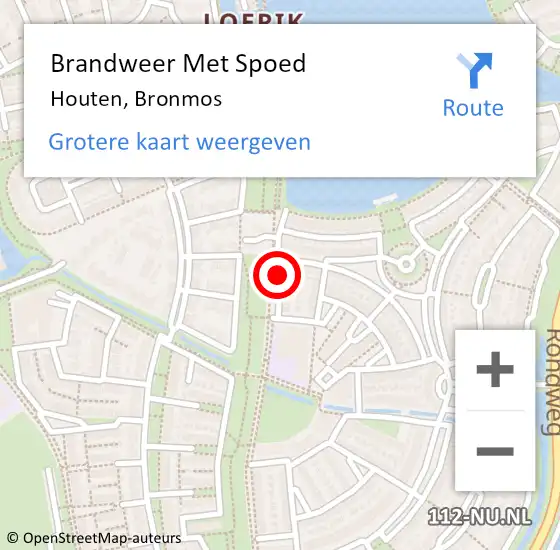 Locatie op kaart van de 112 melding: Brandweer Met Spoed Naar Houten, Bronmos op 21 april 2018 01:58