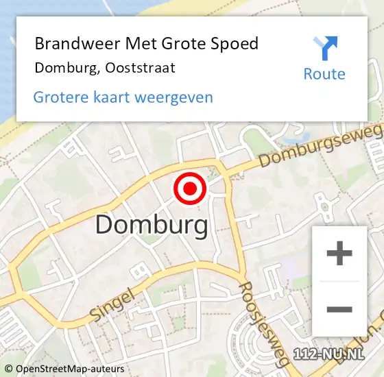 Locatie op kaart van de 112 melding: Brandweer Met Grote Spoed Naar Domburg, Ooststraat op 21 april 2018 02:28