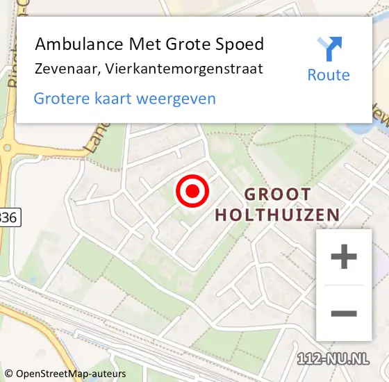 Locatie op kaart van de 112 melding: Ambulance Met Grote Spoed Naar Zevenaar, Vierkantemorgenstraat op 21 april 2018 03:25