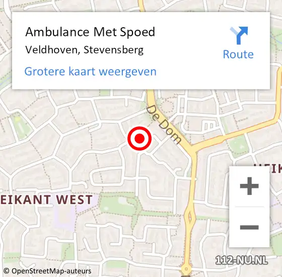 Locatie op kaart van de 112 melding: Ambulance Met Spoed Naar Veldhoven, Stevensberg op 21 april 2018 03:26