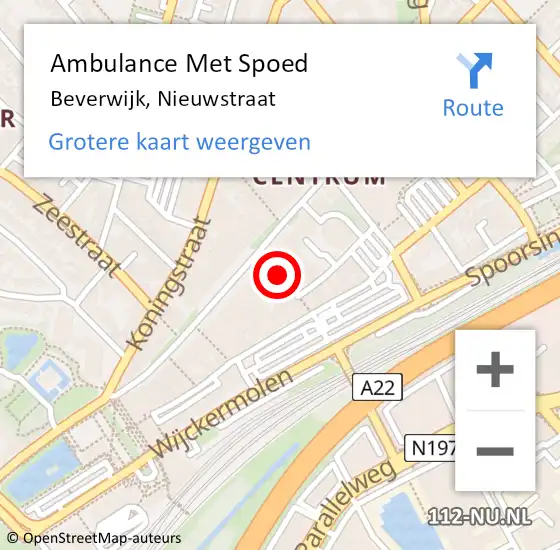 Locatie op kaart van de 112 melding: Ambulance Met Spoed Naar Beverwijk, Nieuwstraat op 21 april 2018 04:02