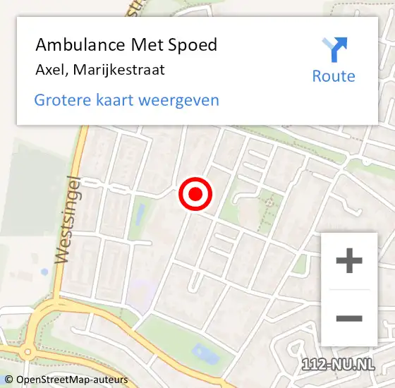 Locatie op kaart van de 112 melding: Ambulance Met Spoed Naar Axel, Marijkestraat op 21 april 2018 04:54