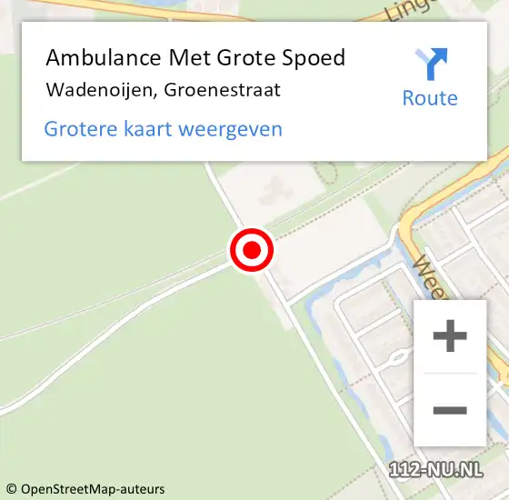 Locatie op kaart van de 112 melding: Ambulance Met Grote Spoed Naar Wadenoijen, Groenestraat op 21 april 2018 04:55