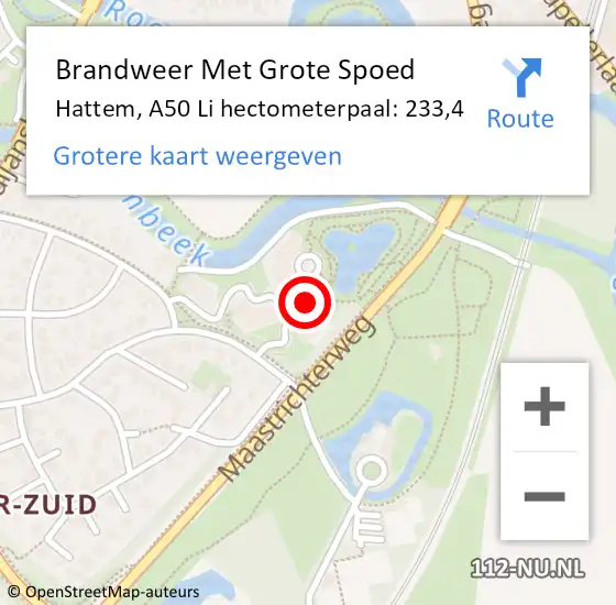 Locatie op kaart van de 112 melding: Brandweer Met Grote Spoed Naar Hattem, A50 Li hectometerpaal: 233,4 op 21 april 2018 05:32