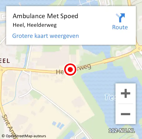 Locatie op kaart van de 112 melding: Ambulance Met Spoed Naar Heel, Heelderweg op 21 april 2018 05:39