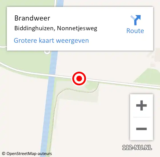 Locatie op kaart van de 112 melding: Brandweer Biddinghuizen, Nonnetjesweg op 21 april 2018 06:19