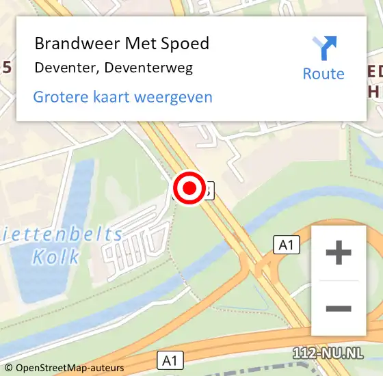 Locatie op kaart van de 112 melding: Brandweer Met Spoed Naar Deventer, Deventerweg op 21 april 2018 08:22