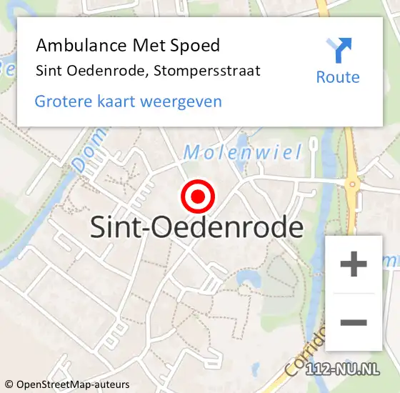 Locatie op kaart van de 112 melding: Ambulance Met Spoed Naar Sint Oedenrode, Stompersstraat op 21 april 2018 08:33