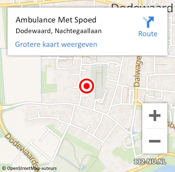 Locatie op kaart van de 112 melding: Ambulance Met Spoed Naar Dodewaard, Nachtegaallaan op 21 april 2018 09:24