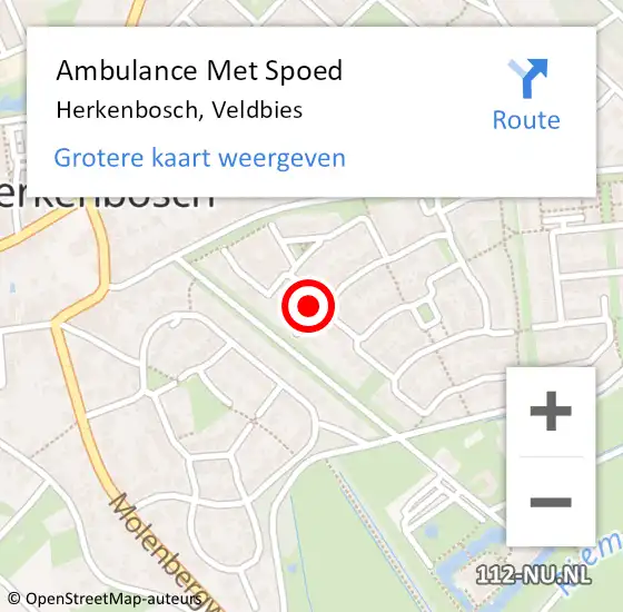 Locatie op kaart van de 112 melding: Ambulance Met Spoed Naar Herkenbosch, Veldbies op 22 februari 2014 20:34