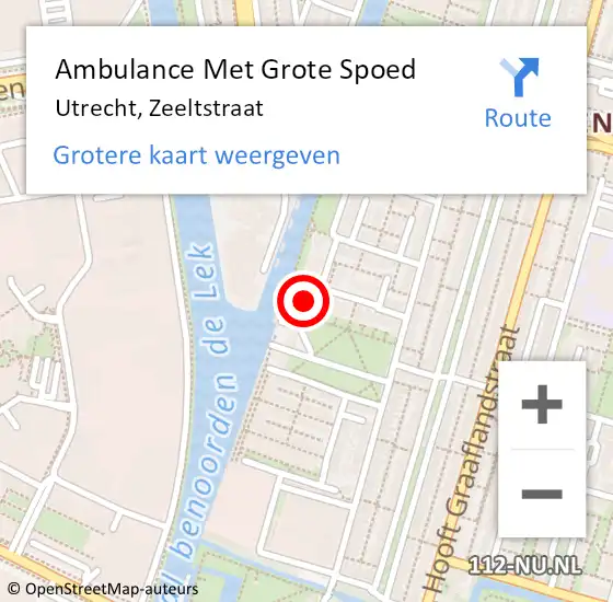 Locatie op kaart van de 112 melding: Ambulance Met Grote Spoed Naar Utrecht, Zeeltstraat op 21 april 2018 10:14