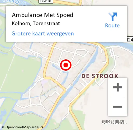 Locatie op kaart van de 112 melding: Ambulance Met Spoed Naar Kolhorn, Torenstraat op 21 april 2018 10:24