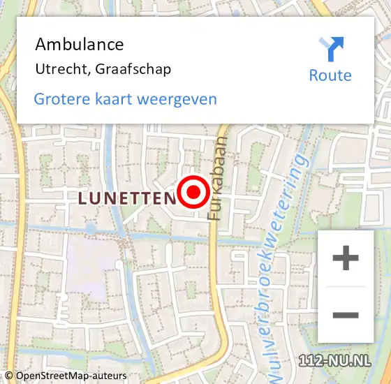 Locatie op kaart van de 112 melding: Ambulance Utrecht, Graafschap op 21 april 2018 10:32