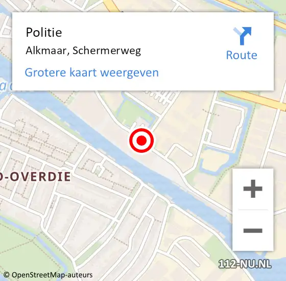 Locatie op kaart van de 112 melding: Politie Alkmaar, Schermerweg op 21 april 2018 10:46