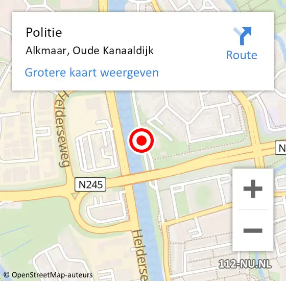 Locatie op kaart van de 112 melding: Politie Alkmaar, Oude Kanaaldijk op 21 april 2018 10:50