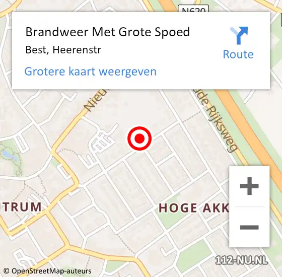 Locatie op kaart van de 112 melding: Brandweer Met Grote Spoed Naar Best, Heerenstr op 21 april 2018 10:53