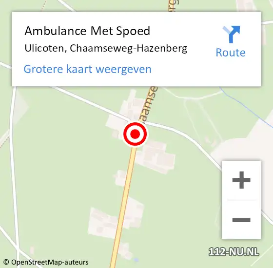 Locatie op kaart van de 112 melding: Ambulance Met Spoed Naar Ulicoten, Chaamseweg-Hazenberg op 21 april 2018 11:05