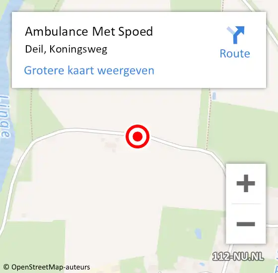 Locatie op kaart van de 112 melding: Ambulance Met Spoed Naar Deil, Koningsweg op 21 april 2018 12:28