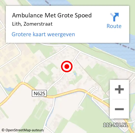 Locatie op kaart van de 112 melding: Ambulance Met Grote Spoed Naar Lith, Zomerstraat op 21 april 2018 12:54