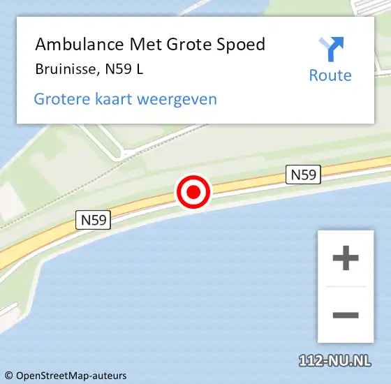 Locatie op kaart van de 112 melding: Ambulance Met Grote Spoed Naar Bruinisse, N59 op 21 april 2018 12:54