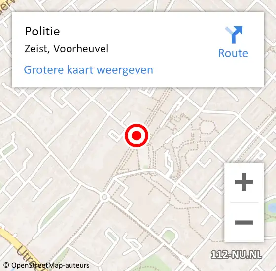 Locatie op kaart van de 112 melding: Politie Zeist, Voorheuvel op 21 april 2018 13:41