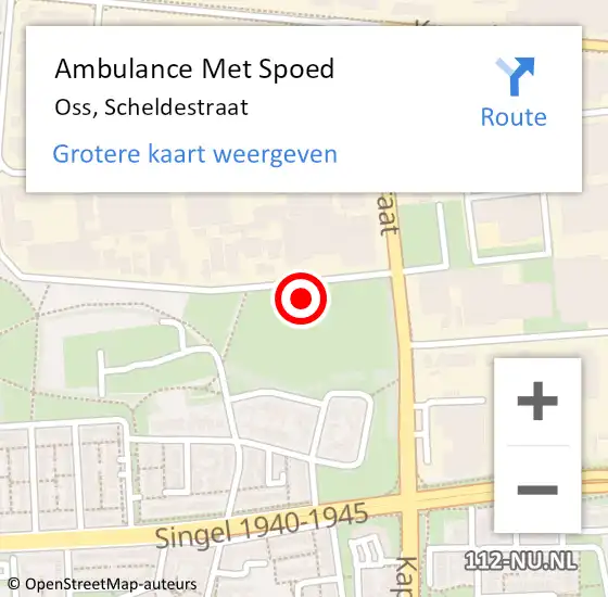 Locatie op kaart van de 112 melding: Ambulance Met Spoed Naar Oss, Scheldestraat op 21 april 2018 14:43