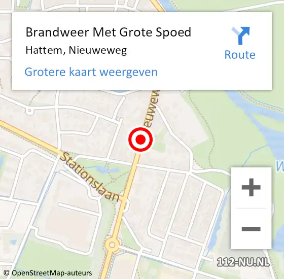 Locatie op kaart van de 112 melding: Brandweer Met Grote Spoed Naar Hattem, Nieuweweg op 21 april 2018 15:12