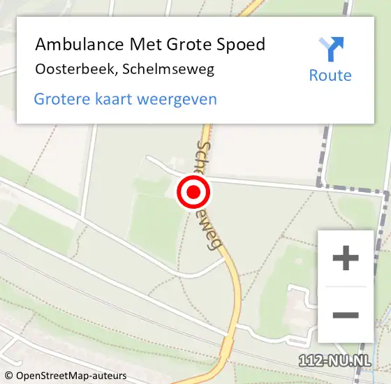 Locatie op kaart van de 112 melding: Ambulance Met Grote Spoed Naar Oosterbeek, Schelmseweg op 21 april 2018 15:19