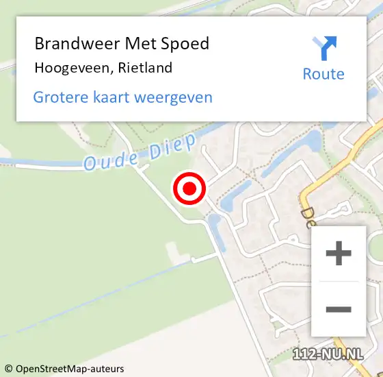 Locatie op kaart van de 112 melding: Brandweer Met Spoed Naar Hoogeveen, Rietland op 21 april 2018 15:22