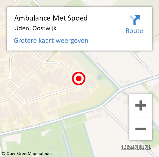 Locatie op kaart van de 112 melding: Ambulance Met Spoed Naar Uden, Oostwijk op 21 april 2018 15:44