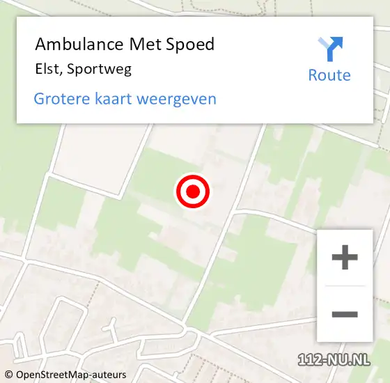 Locatie op kaart van de 112 melding: Ambulance Met Spoed Naar Elst, Sportweg op 21 april 2018 16:22