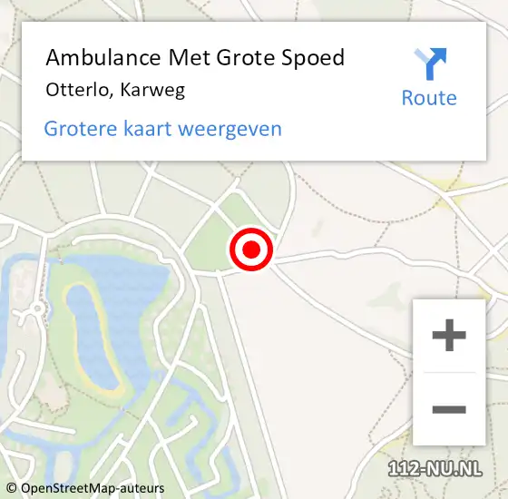 Locatie op kaart van de 112 melding: Ambulance Met Grote Spoed Naar Otterlo, Karweg op 21 april 2018 16:22