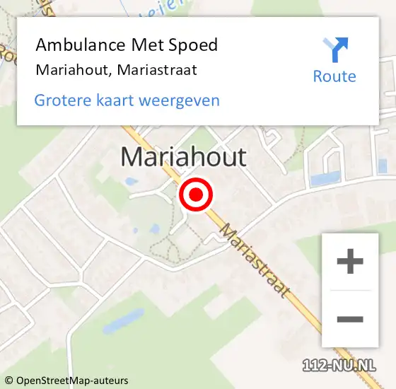 Locatie op kaart van de 112 melding: Ambulance Met Spoed Naar Mariahout, Mariastraat op 21 april 2018 16:33