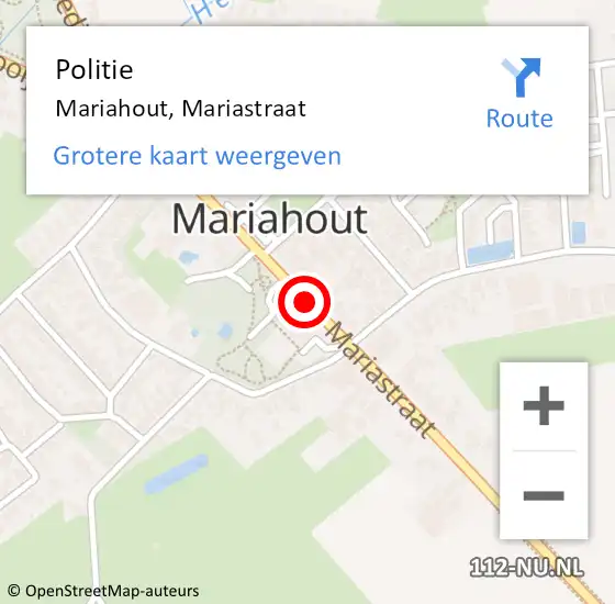 Locatie op kaart van de 112 melding: Politie Mariahout, Mariastraat op 21 april 2018 16:34