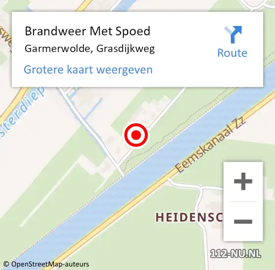 Locatie op kaart van de 112 melding: Brandweer Met Spoed Naar Garmerwolde, Grasdijkweg op 21 april 2018 16:36