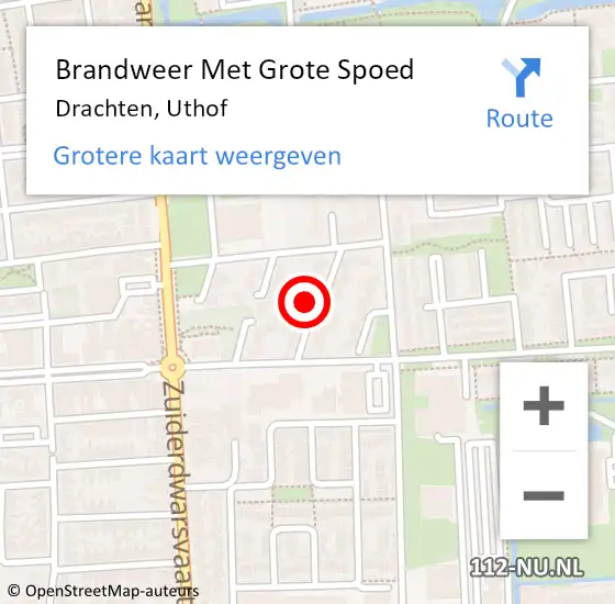 Locatie op kaart van de 112 melding: Brandweer Met Grote Spoed Naar Drachten, Uthof op 21 april 2018 17:31