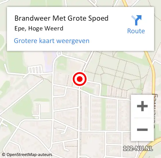 Locatie op kaart van de 112 melding: Brandweer Met Grote Spoed Naar Epe, Hoge Weerd op 21 april 2018 17:34