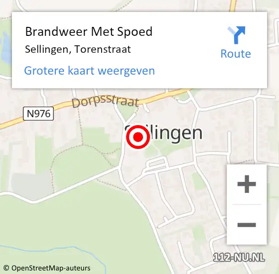 Locatie op kaart van de 112 melding: Brandweer Met Spoed Naar Sellingen, Torenstraat op 21 april 2018 17:39