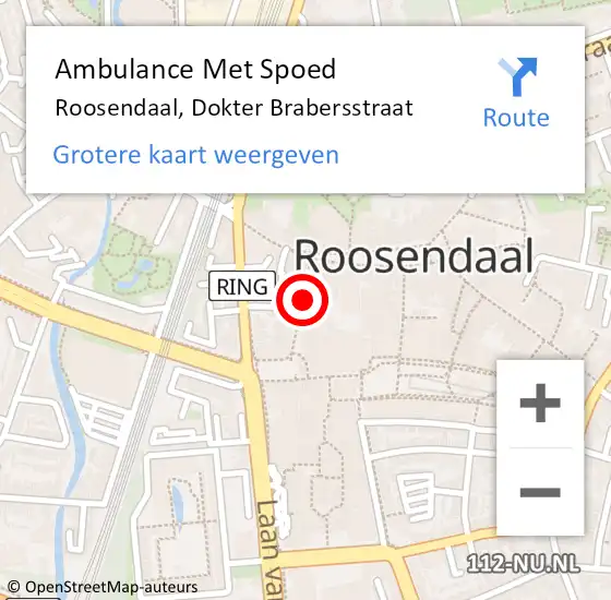 Locatie op kaart van de 112 melding: Ambulance Met Spoed Naar Roosendaal, Dokter Brabersstraat op 21 april 2018 18:39
