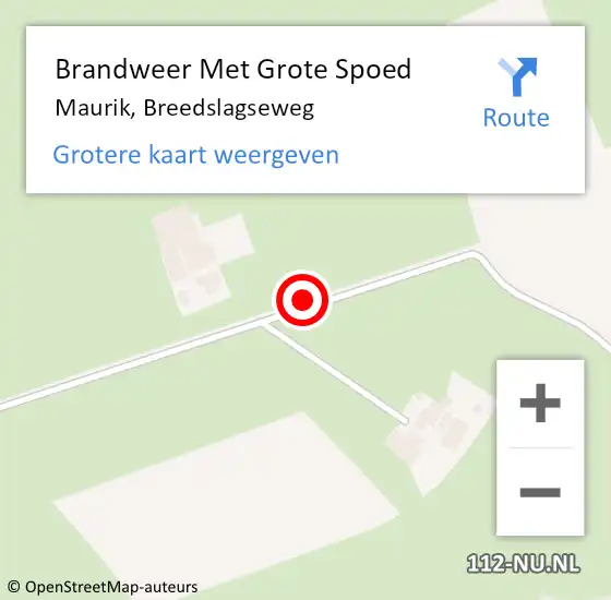 Locatie op kaart van de 112 melding: Brandweer Met Grote Spoed Naar Maurik, Breedslagseweg op 21 april 2018 18:50