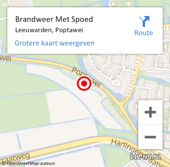 Locatie op kaart van de 112 melding: Brandweer Met Spoed Naar Leeuwarden, Poptawei op 21 april 2018 18:51