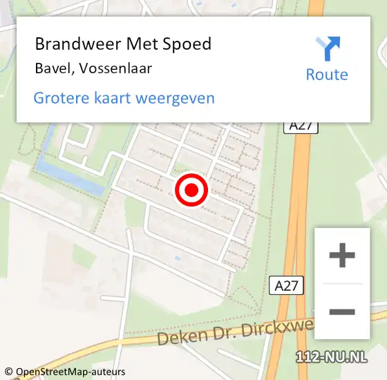 Locatie op kaart van de 112 melding: Brandweer Met Spoed Naar Bavel, Vossenlaar op 21 april 2018 19:33