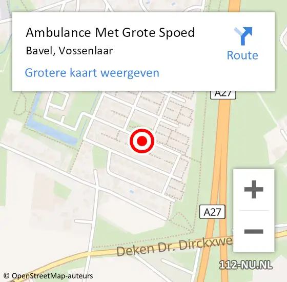 Locatie op kaart van de 112 melding: Ambulance Met Grote Spoed Naar Bavel, Vossenlaar op 21 april 2018 19:35