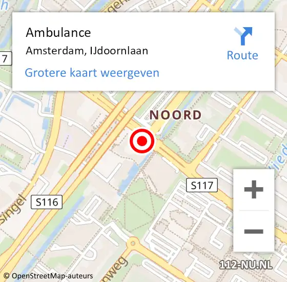 Locatie op kaart van de 112 melding: Ambulance Amsterdam, IJdoornlaan op 21 april 2018 20:53